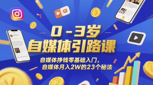 0-3岁自媒体引路课，自媒体挣钱零基础入门，自媒体月入2W的23个秘法-21资源库