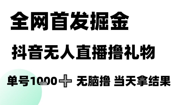 全网首发掘金抖音无人直播撸礼物，单号1k +无脑撸，当天拿结果【揭秘】-21资源库