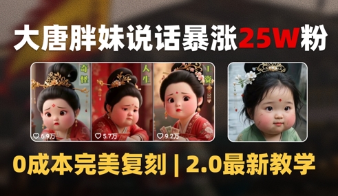 AI大唐胖贵妃说话2.0，40条视频暴涨40w粉，附独家变现攻略-21资源库