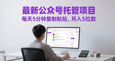 最新公众号托管项目，每天5分钟复制粘贴，月入5位数【揭秘】-21资源库