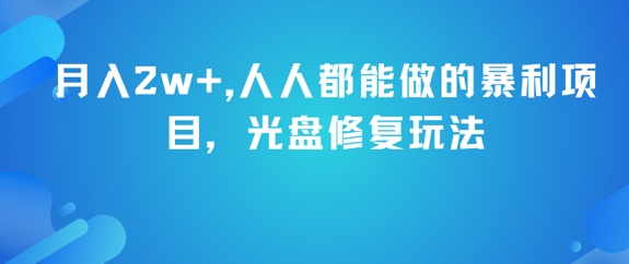 月入2w+，人人都能做的暴利项目，光盘修复玩法-21资源库