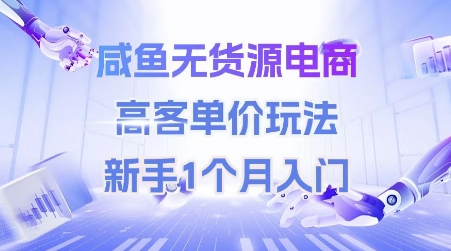 咸鱼无货源电商，高客单价玩法，新手1个月入门-21资源库