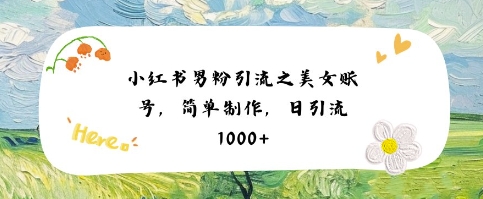 小红书男粉引流项目之美女账号6，简单制作，条条爆款原创，不违规-21资源库