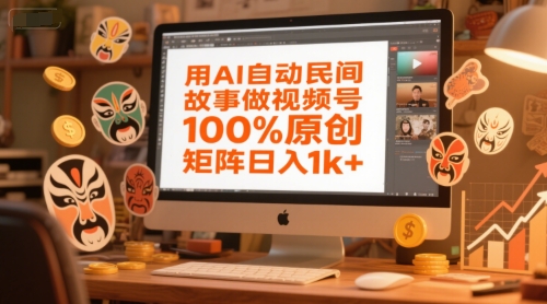 用AI自动民间故事做视频号，100%原创，矩阵日入1k+-21资源库
