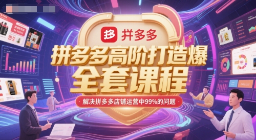 拼多多高阶打造爆款全套课程，解决拼多多店铺运营中99%的问题-21资源库