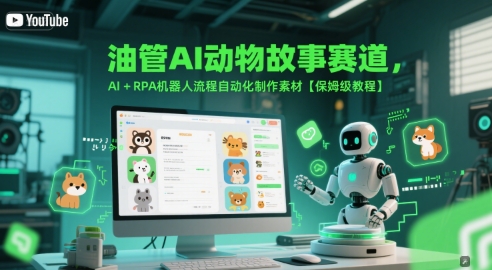 油管AI动物故事赛道，AI+RPA机器人流程自动化制作素材【保姆级教程】-21资源库