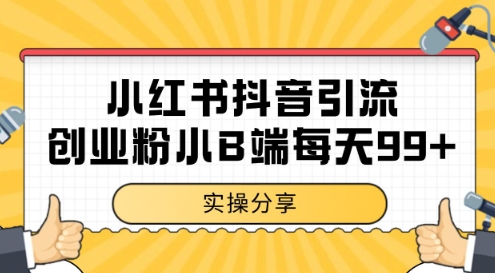 小红书抖音创业粉，小B端粉自热，日引99+的一个玩法【揭秘】-21资源库
