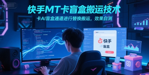 快手MT卡盲盒搬运技术，卡AI盲盒通道进行替换搬运，效果自测-21资源库