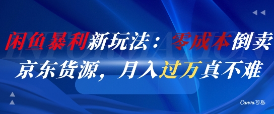 闲鱼暴利新玩法：零成本倒卖京东货源，月入过1W真不难-21资源库