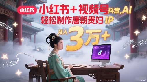 小红书+视频号+抖音，AI轻松制作唐朝贵妇IP，每天30分钟，轻松产出N条，月入3W+-21资源库
