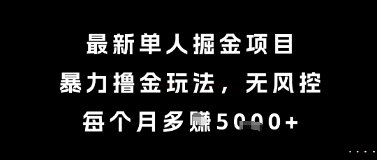 最新单人掘金项目，暴力撸金玩法，无风控，每个月多挣5k+【揭秘】-21资源库