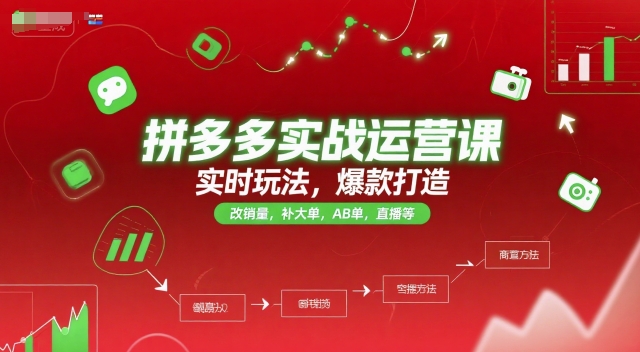 拼多多实战运营课，实时玩法，爆款打造，改销量，补大单，AB单，直播等（更新2025月）-21资源库