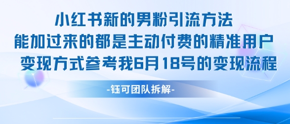 小红书全新男粉引流实操方法，日引流100多精准男粉-21资源库