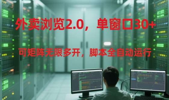 外卖浏览2.0，单窗口30+可矩阵无限多开，脚本全自动运行【揭秘】-21资源库