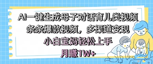 AI一键生成母子对话育儿类视频，条条爆款视频，多渠道变现，小白宝妈轻松上手，月入1W+-21资源库