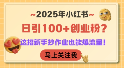 2025年小红书日引100+创业粉？这招新手抄作业也能爆流量！-21资源库