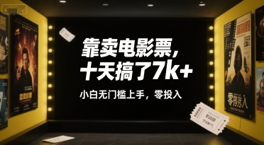 靠卖电影票，十天搞了7k+，小白无门槛上手，零投入【揭秘】-21资源库