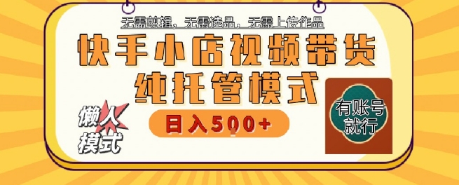 快手小店托管代运营，无需剪辑，无需选品，无需上传作品，全程无需操作，轻松月入5k+【揭秘】-21资源库