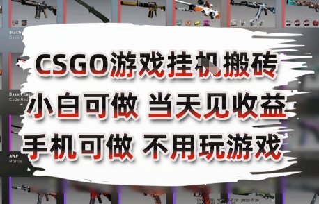 CSGO游戏挂G搬砖，小白纯手机即可操作，不用电脑打游戏，日入3张+，副业网创项目【揭秘】-21资源库