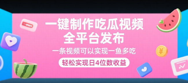 一键制作吃瓜视频，全平台发布，一条视频可以实现一鱼多吃，轻松实现日4位数收益【揭秘】-21资源库