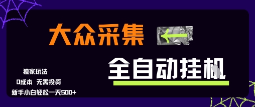 大众采集全自动玩法，新手小白轻松一天5张+，操作简单零成本【揭秘】-21资源库