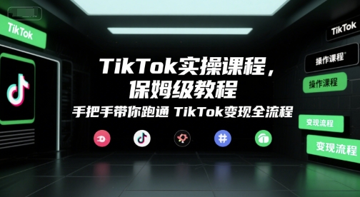 TikTok实操课程，保姆级教程，手把手带你跑通TikTok变现全流程-21资源库