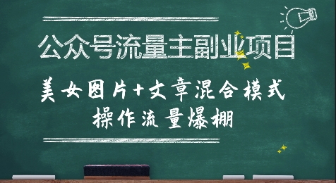 公众号流量主副业项目，美女图片+文章混合模式操作流量爆棚-21资源库