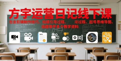 方宇运营日记线下课，包含剪辑制作技巧、拍摄引导过程、起号思维导图、选题等多个教学资料-21资源库