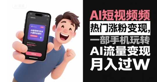 AI短视频热门涨粉变现，一部手机玩转AI流量变现，月入过W-21资源库