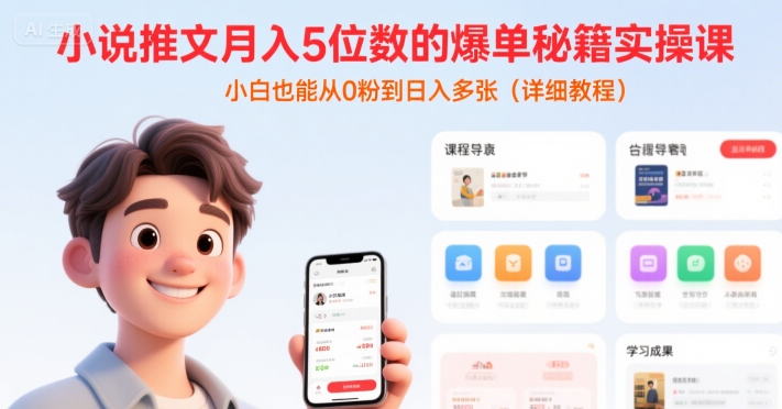 小说推文月入5位数的爆单秘籍实操课，，小白也能从0粉到日入多张(详细教程)-21资源库