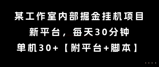 某工作室内部掘金挂G项目，新平台，每天30分钟，单机30+【揭秘】-21资源库