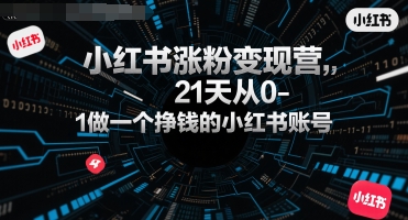 小红书涨粉变现营，21天从0-1做一个挣钱的小红书账号-21资源库