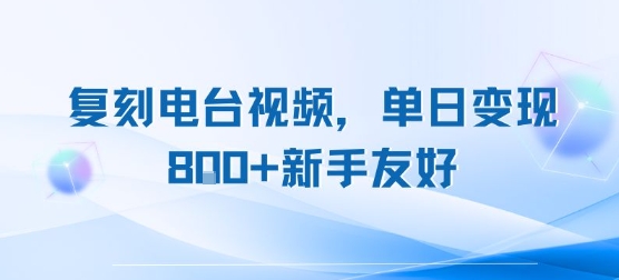 复刻电台视频，单日变现8张+新手友好，长期可做-21资源库