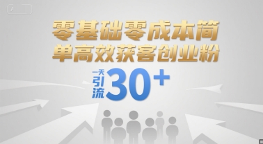 零基础零成本简单高效获客创业粉，一天引流30+-21资源库