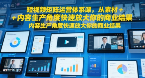 短视频矩阵运营体系课，从素材+内容生产角度快速放大你的商业结果-21资源库