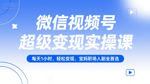 微信视频号超级变现实操课，每天1小时，轻松变现，宝妈职场人副业首选-21资源库
