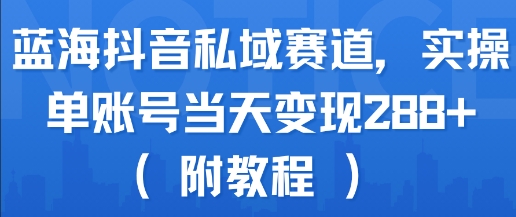 蓝海抖音私域赛道，实操单账号当天变现288+(附教程)-21资源库