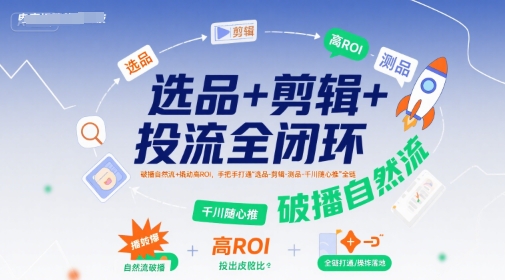 选品+剪辑+投流全闭环，破播自然流+撬动高ROI，手把手打通“选品-剪辑-测品-千川随心推”全链-21资源库