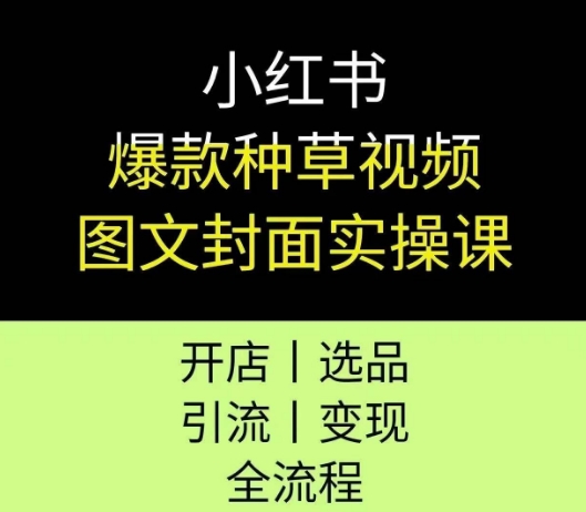 小红书爆款种草视频图文封面实操课，开店、选品、引流、变现全流程-21资源库