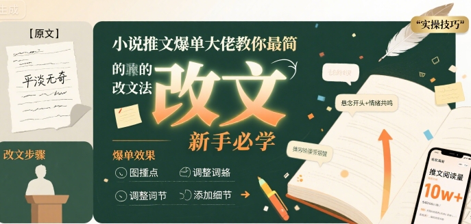 小说推文爆单大佬教你最简单的改文方法实操课，新手必学-21资源库