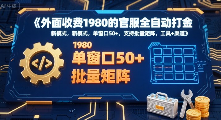 外面收费1980的官服全自动打金，新模式，单窗口50+，支持批量矩阵，工具+渠道【揭秘】-21资源库
