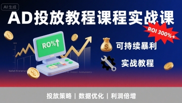 AD投放教程课程实战课，实现广告ROI300%+可持续暴利-21资源库