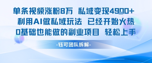 单条视频私域变现4.9k+利用AI做私域玩法 已经开始火热0基础也能做的副业项目轻松上手-21资源库
