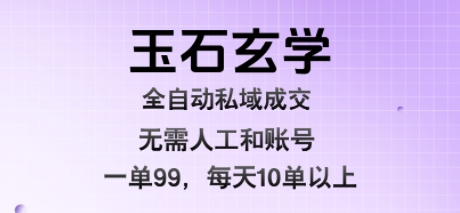 玉石玄学全自动私域成交，一单99每天十单以上，无需人工和矩阵账号，蓝海项目直接干【揭秘】-21资源库
