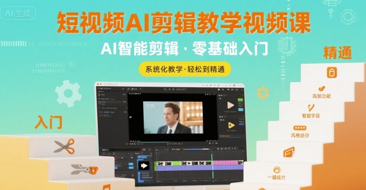短视频AI剪辑教学视频课，入门到精通-21资源库
