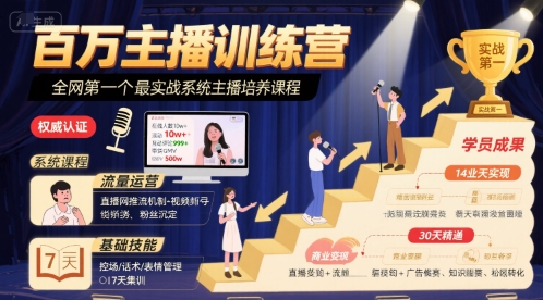 百万主播训练营，全网第一个最实战系统主播培养课程-21资源库