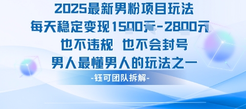 2025最新男粉项目玩法每天变现1k+也不违规也不会封号男人最懂男人的玩法-21资源库