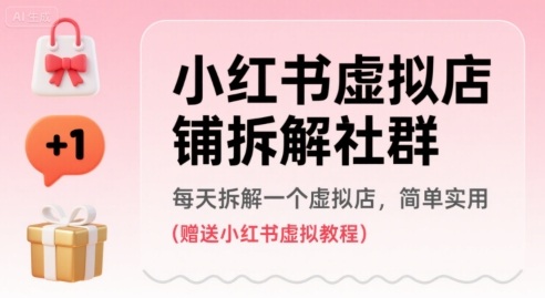 小红书虚拟店铺拆解社群，每天拆解一个虚拟店，简单实用(赠送小红书虚拟教程)-21资源库