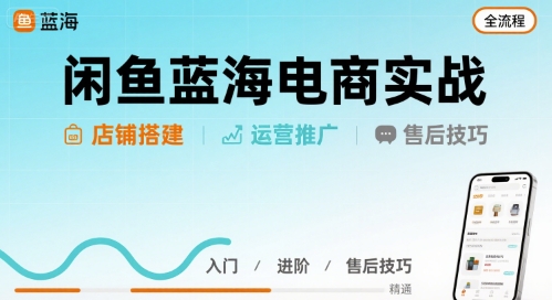 闲鱼蓝海电商实战，店铺搭建运营售后全流程-21资源库