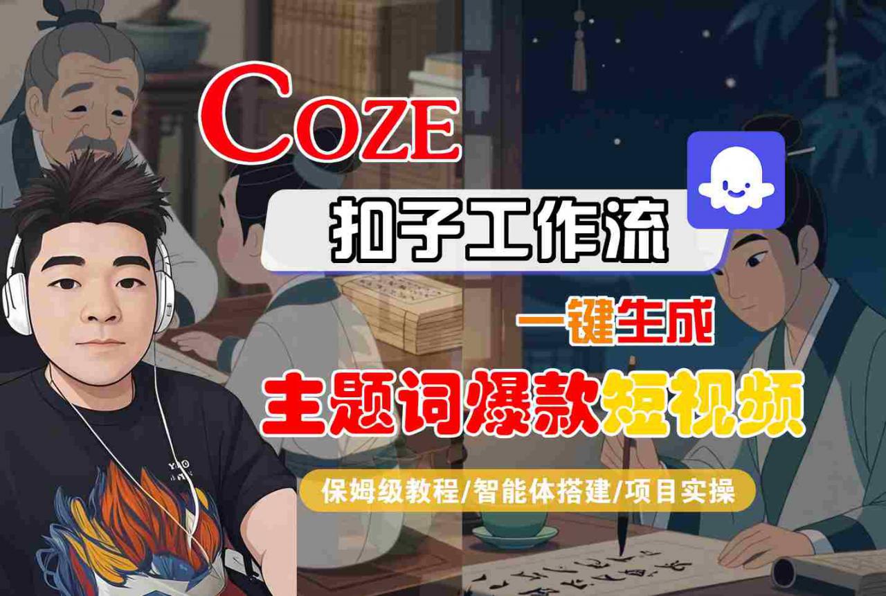 COZE扣子工作流一键生成主题词爆款短视频，保姆级教程-智能体搭建-项目实操-21资源库